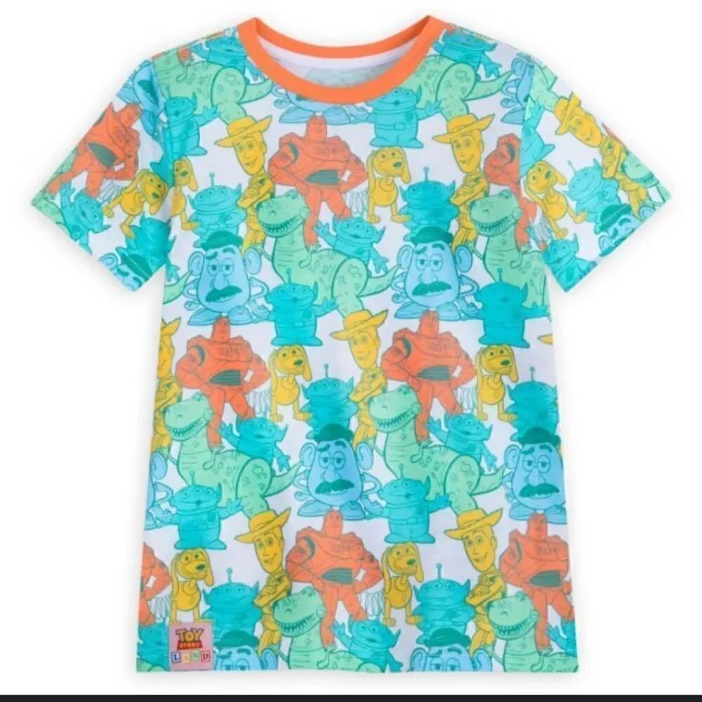 Disney M 7/8 Toy Story neon t-shirt Disneyworld colorful cartoon Woody potato he